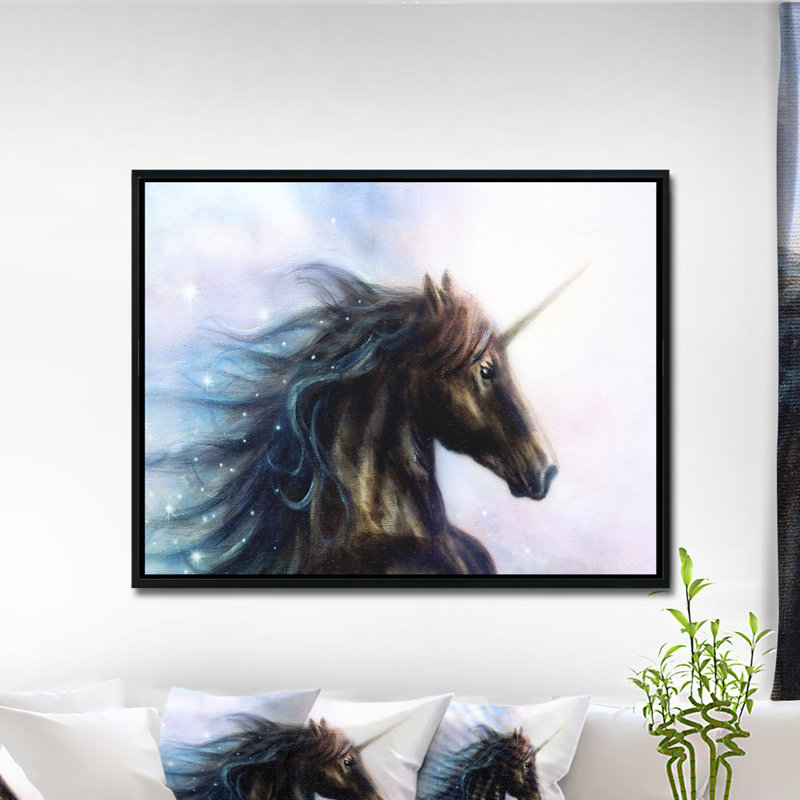 «Black Unicorn», impression, H 16 po x l 32 po x P 1 po, Toile sur cadre