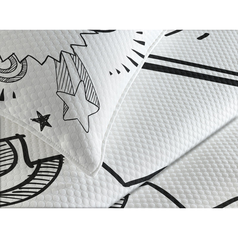 Queen Black Polyester Hipster Bedspread Set