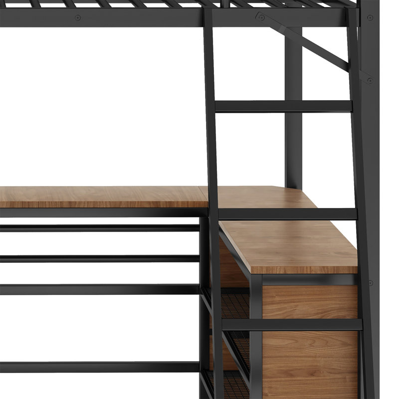 Almonzo Kids Full Loft Bed, Black