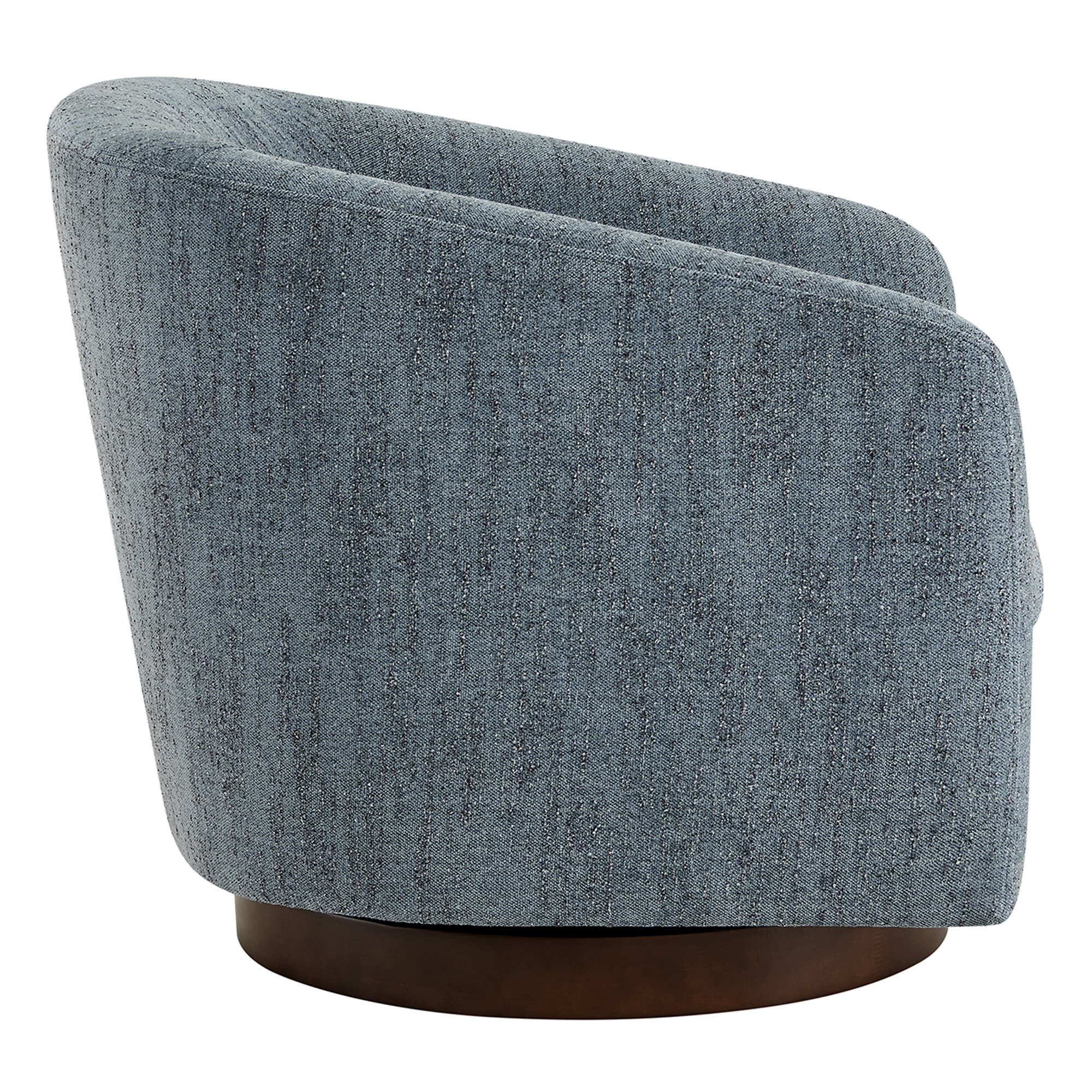 Bennett Upholstered Swivel Barrel Chair, Mellow Steel Blue Boucle