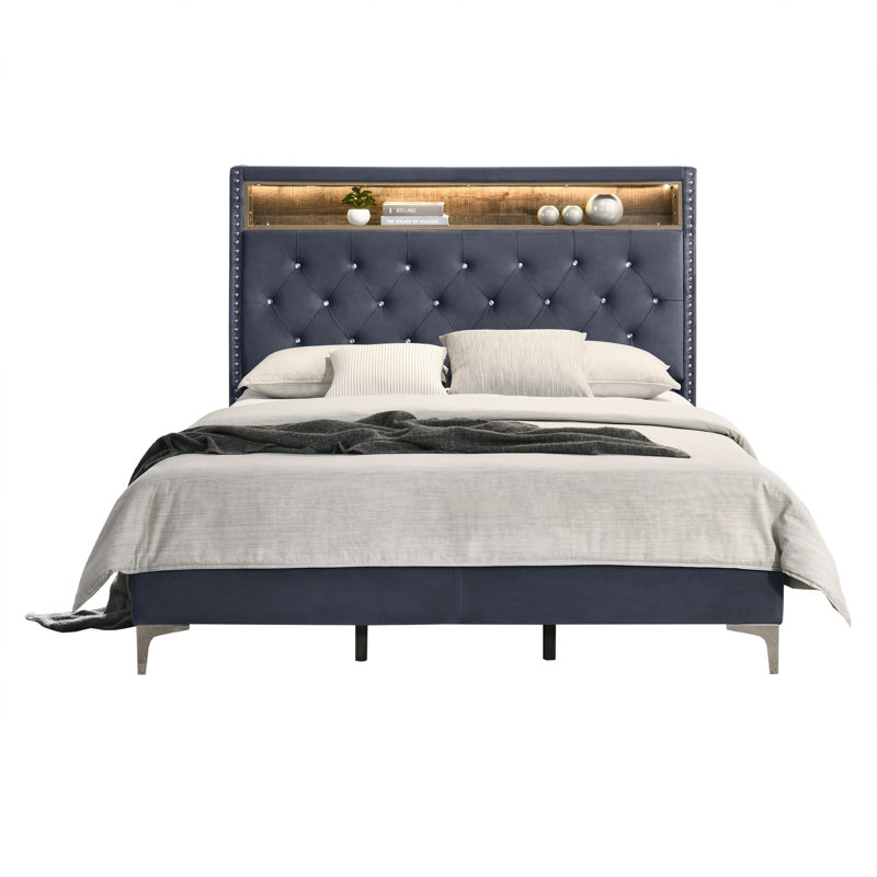 Javan Upholstered Bed, Kingsize (5'), Dark Grey