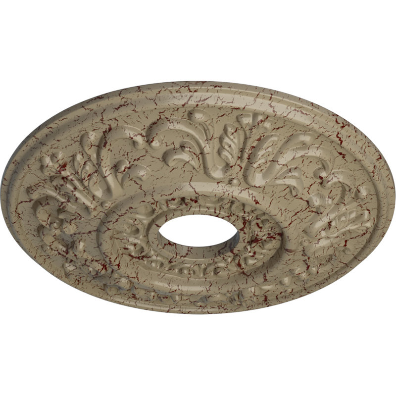 Endurathane Saverne Ceiling Medallion, 18 1/2"W x 13 1/2"H x 1 7/8"P, Hand-Painted Cloud Burst Crackle Finish