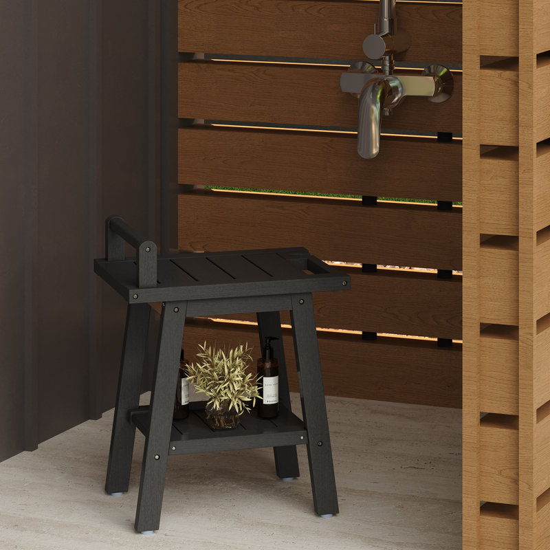 Banc de douche en polyéthylène Natilea, H 20 po x l 16 po x P 12 po, Noir / Noir