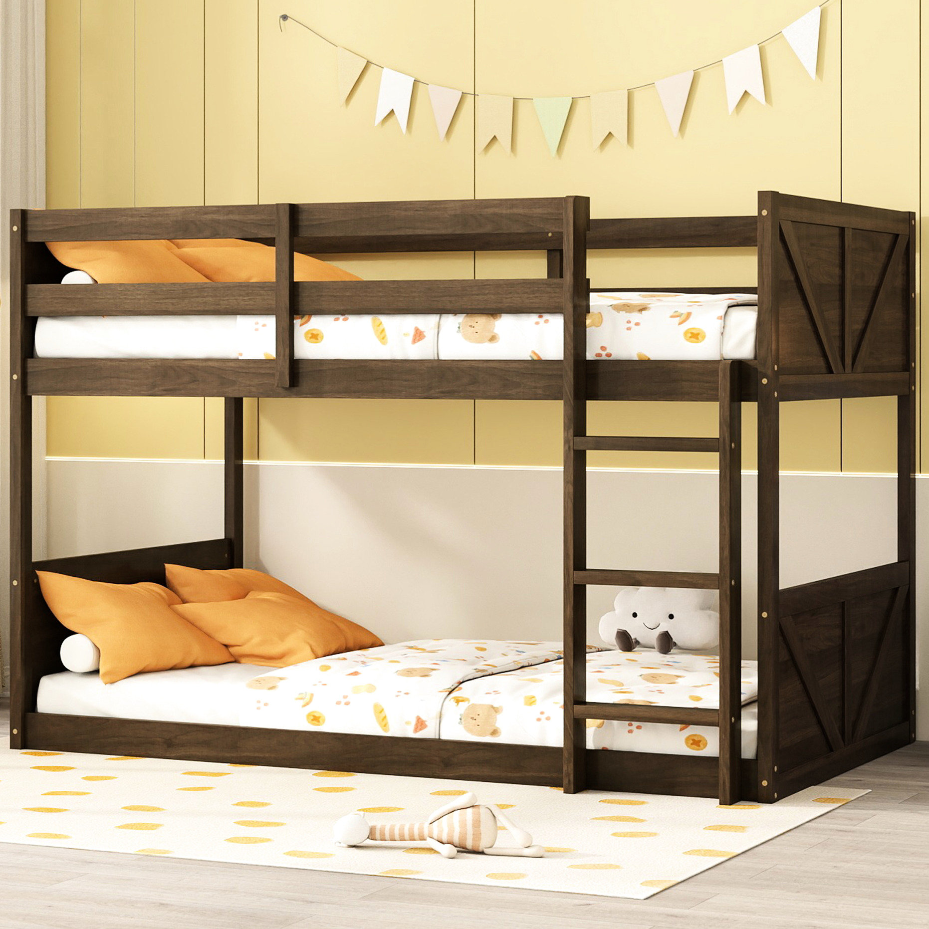 Ophelia & Co. Twin Over Floor Bunk Bed In Antique White, Built With ...