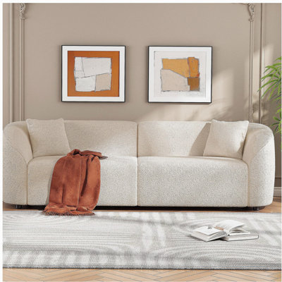 Canapé moderne beige de 87 pouces: coussins confortables, conception simple, structure robuste - parfait pour un espace de vie à la mode