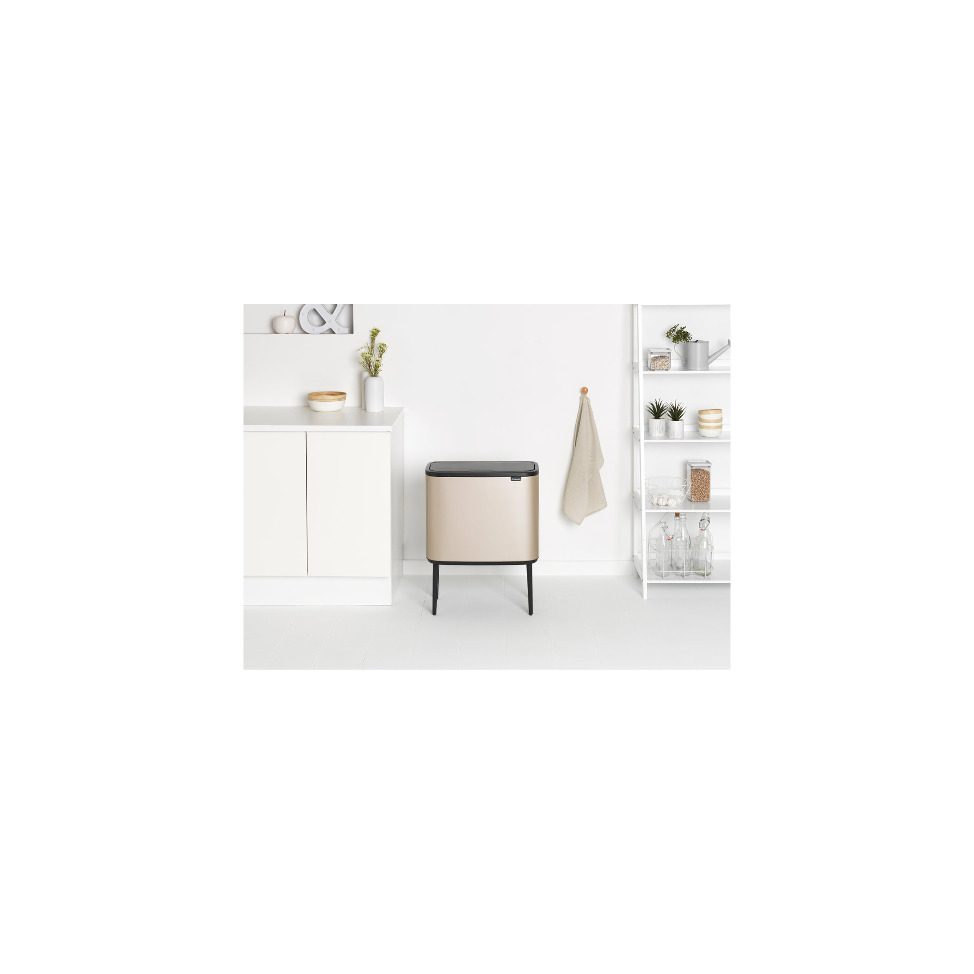 Brabantia Bo Touch Top Trash Can 9.5 Gallon, Metallic Gold