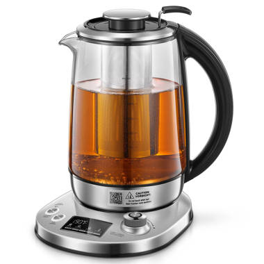 MegaChef 1.8-Liter Cordless Glass & Stainless Steel Electric Tea Infuser Kettle