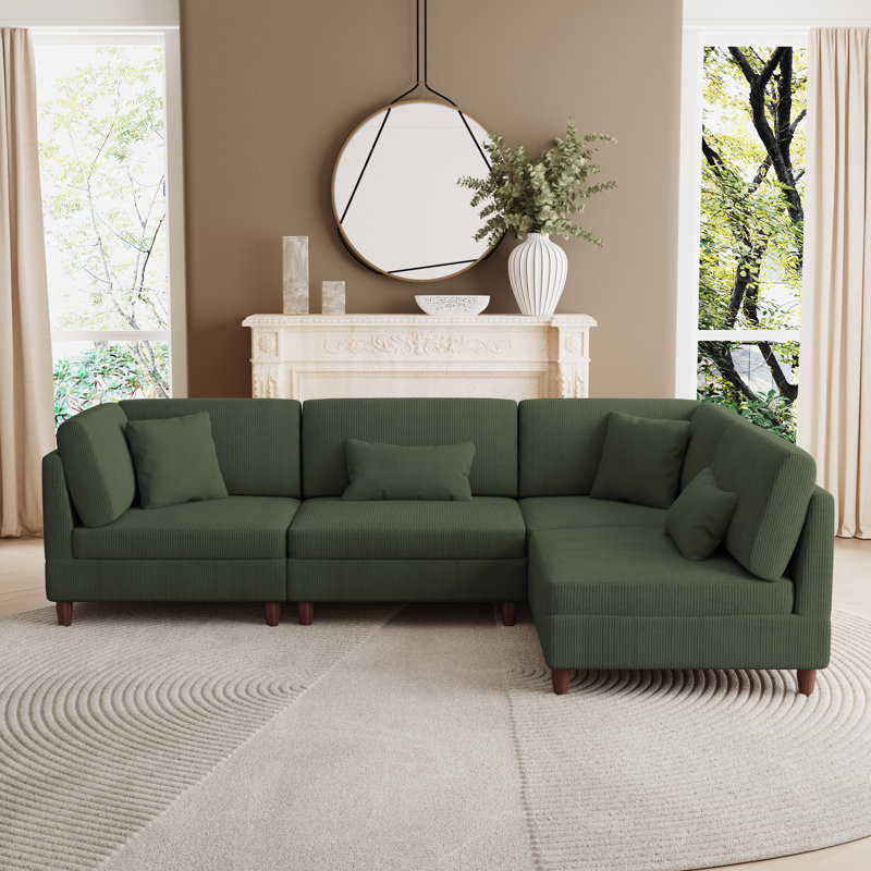 Seemab Reversible Modular Corner Sofa, Green