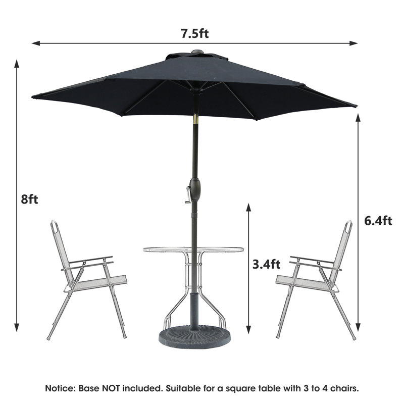 Parasol Cattima 106,3 avec contrepoids inclus, Noir