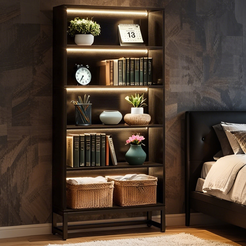 70.9"H X 31.5" W Bookcase with LED Light Strip