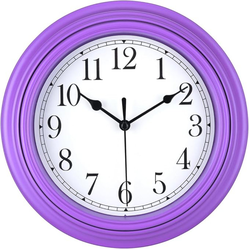Horloge murale silencieuse 9 pouces, Violet foncé