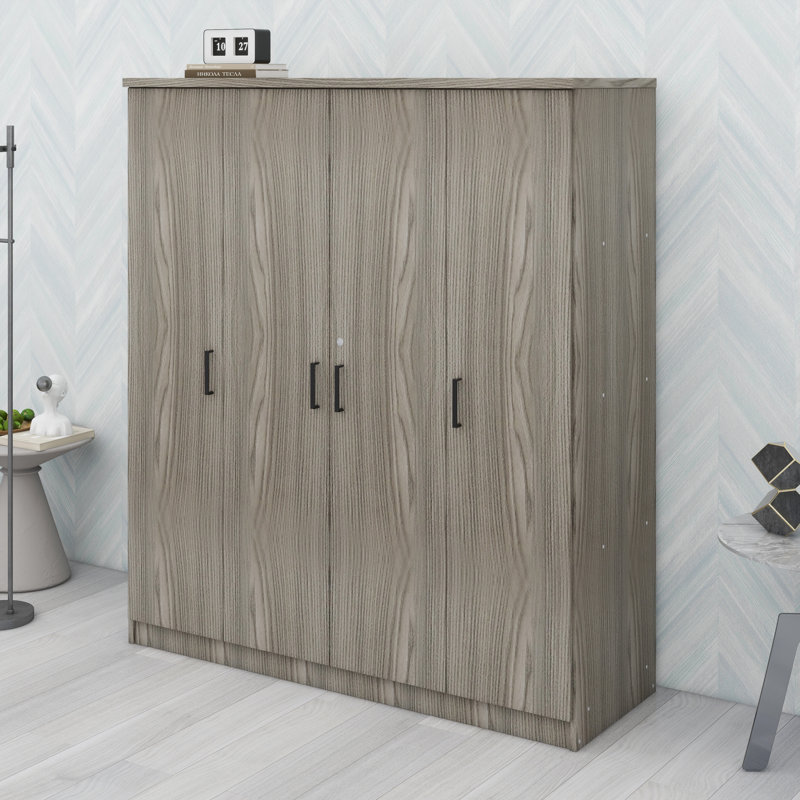 Armoire 4 portes avec tiroir de rangement, Gris