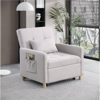 Convertible Sleeper Sofa Chair Bed, Adjustable Chair With Pillow, Multi-Functional Sleeper Chair With Soft Fabric For Living Room, Dorm, Apartment, Bedroom Or Office