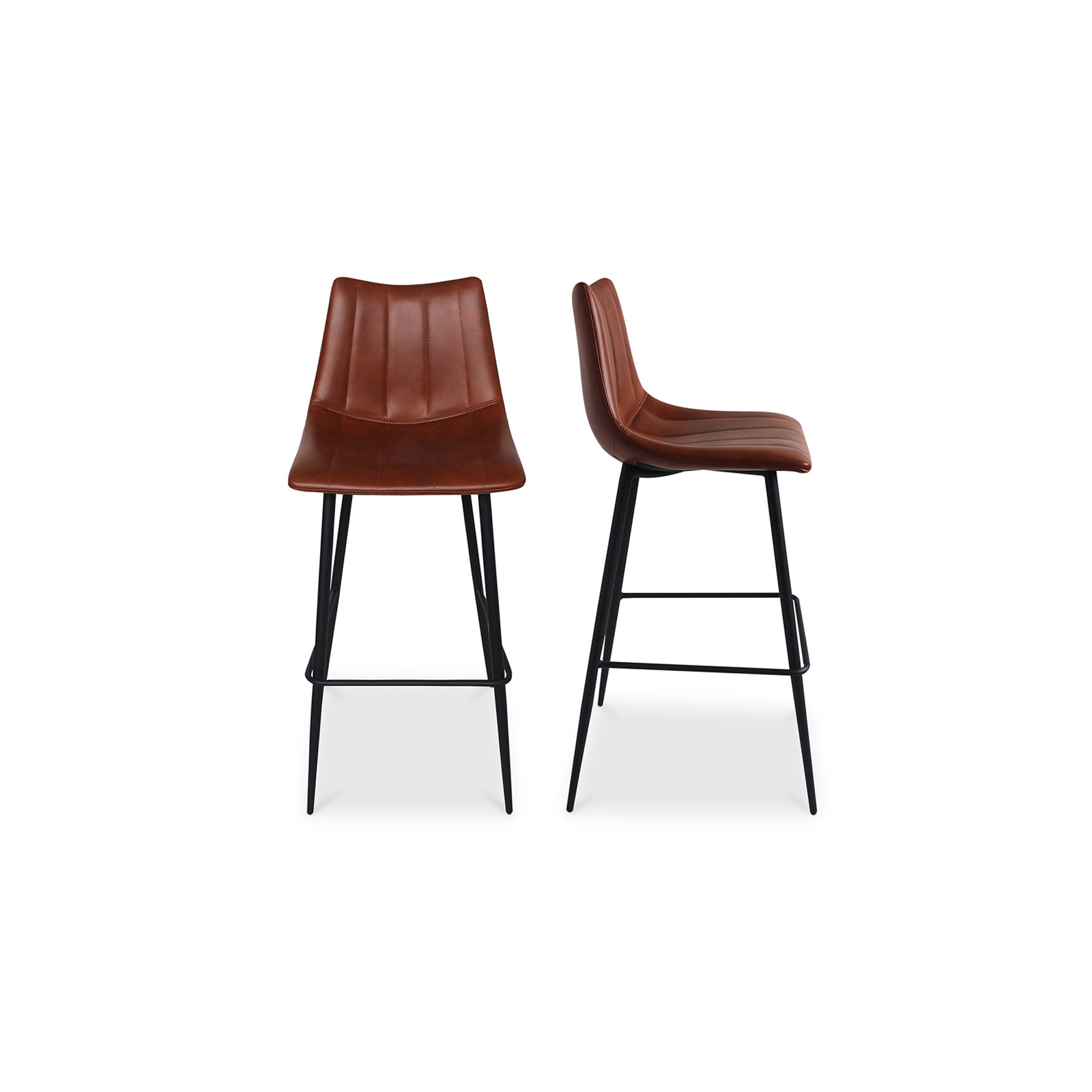 Finnigan Counter & Bar Stool, Counter Stool (26" Seat Height), Brown/Faux Leather
