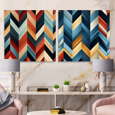 Corrissa - Abstract Geometric Acrylic Wall Art Glass Set Of 2