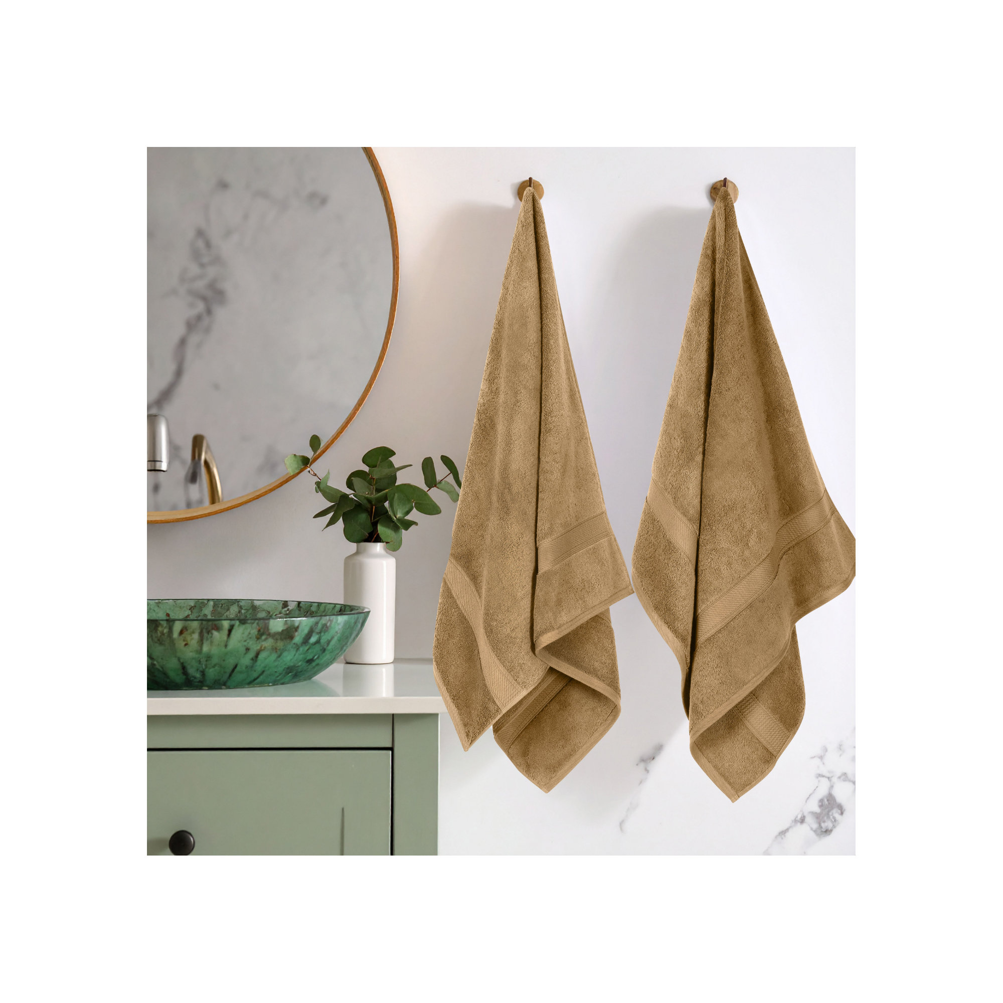 Renata 800 GSM 2 Piece Certified Egyptian Cotton Bath Towel Set , Toast