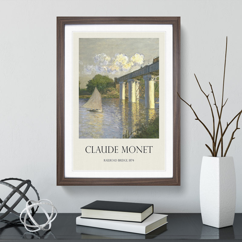 Railroad Bridge, Argenteuil by Claude Monet - Picture Frame Graphic Art, 65cm H x 48cm W x 2cm D