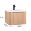 Meuble de salle de bain mural de 24 po de forme moderne incurvé, grain de bois ondulé, lavabo intégré, tiroir pour organiser une armoire à montage quotidien avec motif, texture de grain, marbre et céramique-853678695