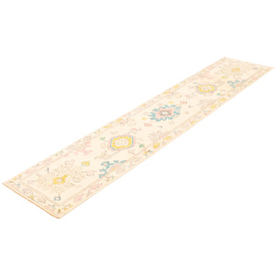 Malikah One-of-a-Kind 2'6" X 12'1" New Age Runner Wool Area Rug in Cream