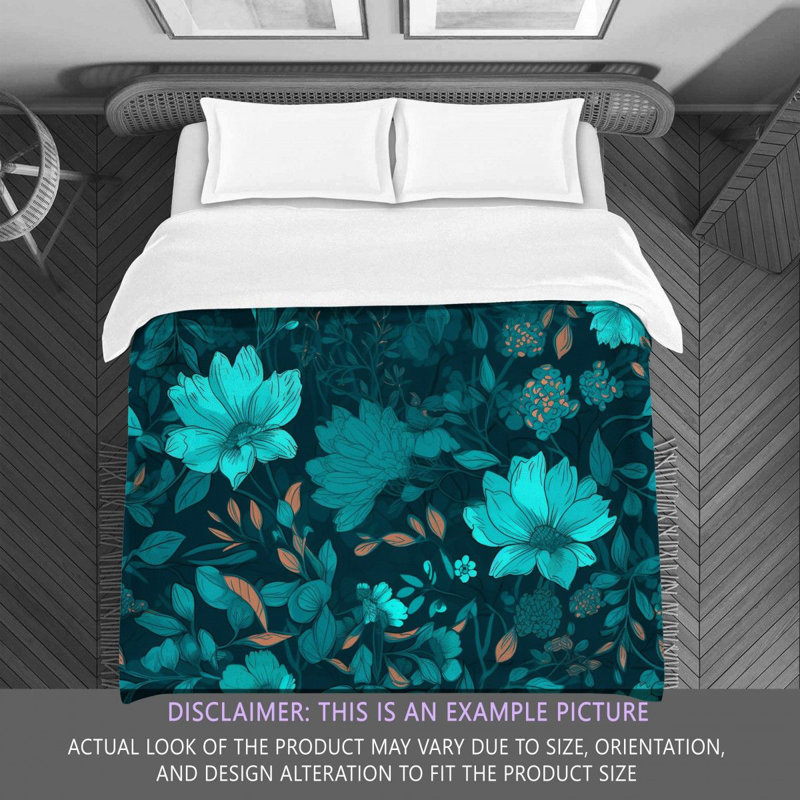 Machine Printed Comforter, King Comforter, Blue/Green Floral