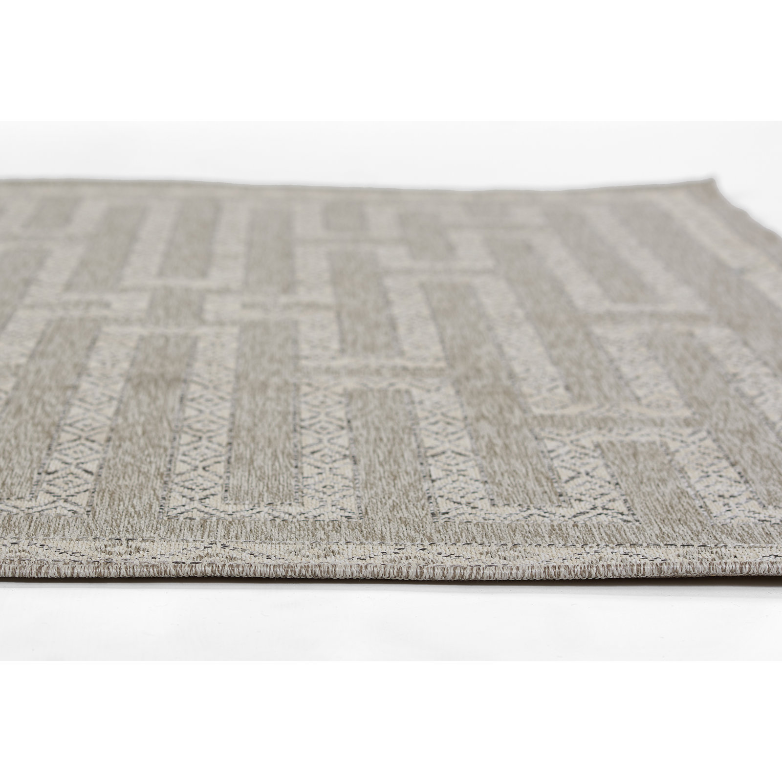 Pavia Gray/Beige Indoor/Outdoor Rug, Runner 2'7" x 7'6"