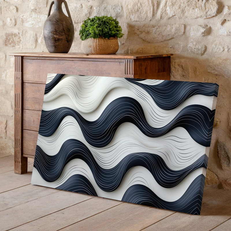 "Toile", créant un motif monochrome sans soudure avec des lignes ondulées fluides qui s'entrelacent et se chevauchent, créant un art dynamique sur toile