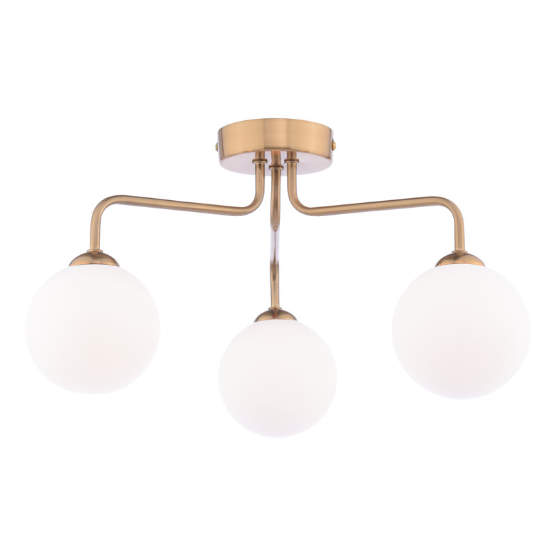 FEYA 3LT SEMI FLUSH GLS, Antique Bronze/Beige