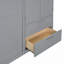Grand lit escamotable mural avec armoire supérieure, tablettes et garde-robe, conception pliable peu encombrante-1590240630