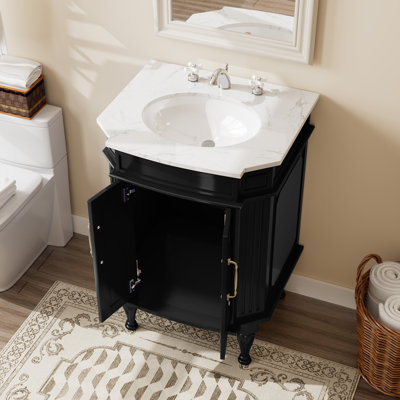 Meuble-lavabo 24 po avec comptoir en faux marbre et lavabo en céramique