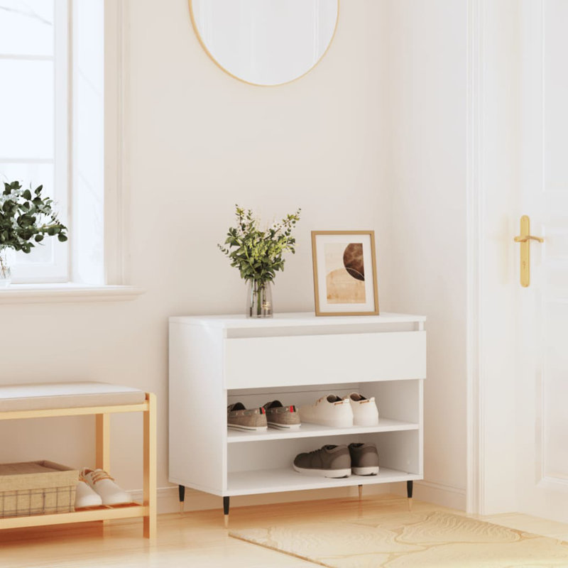 6 Pair Shoe Storage Cabinet, White