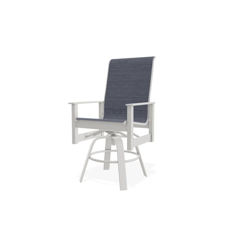 Leeward Polymer Outdoor 26'' Counter Stool, Snow, Alloy Sunbrella®