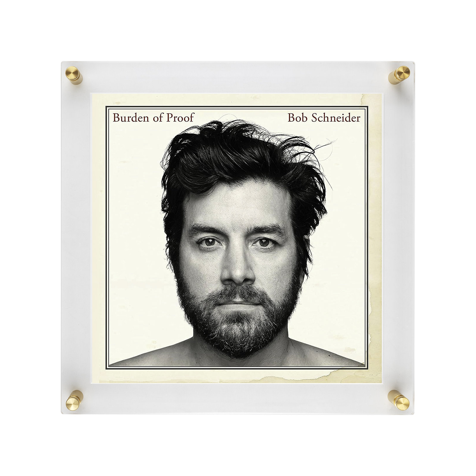 Record Album Frame With 12X12" Square Acrylic Mat (For Sleeve Or Vinyl) With Silver Hardware, Gold