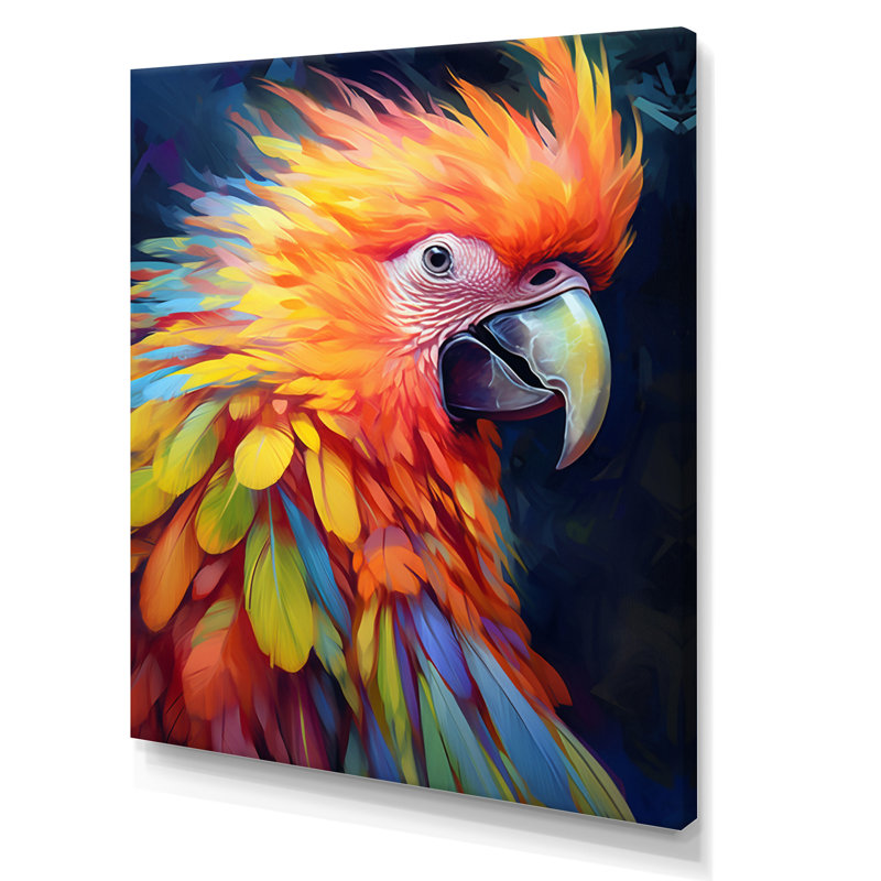 Perroquet tropical au paradis VI, H 20 po x l 12 po x P 1 po, Toile tendue