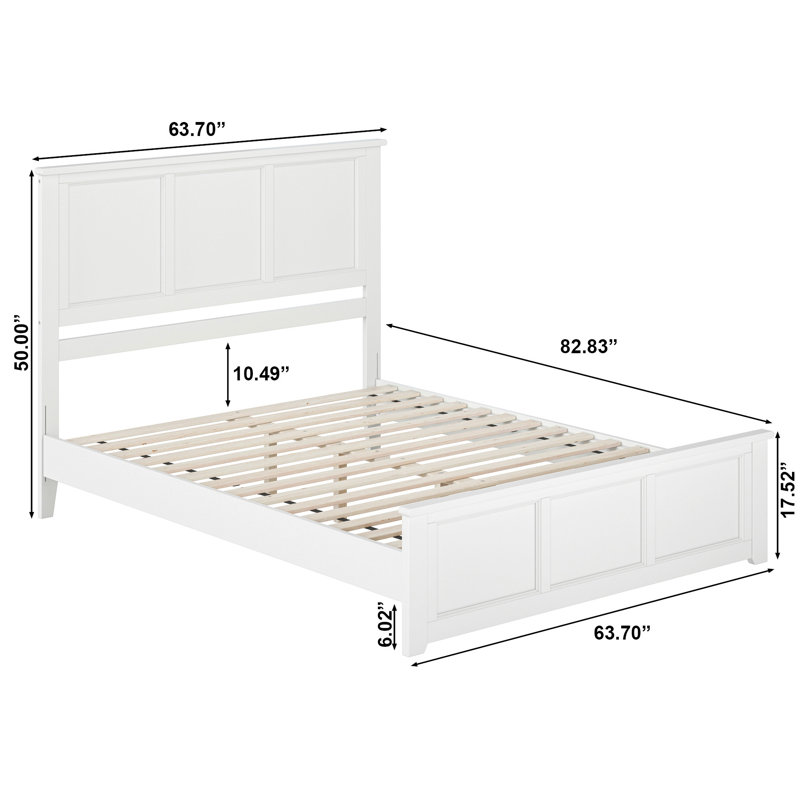 Patillo Solid Wood Low Profile Bed with Matching Footboard, Queen, White