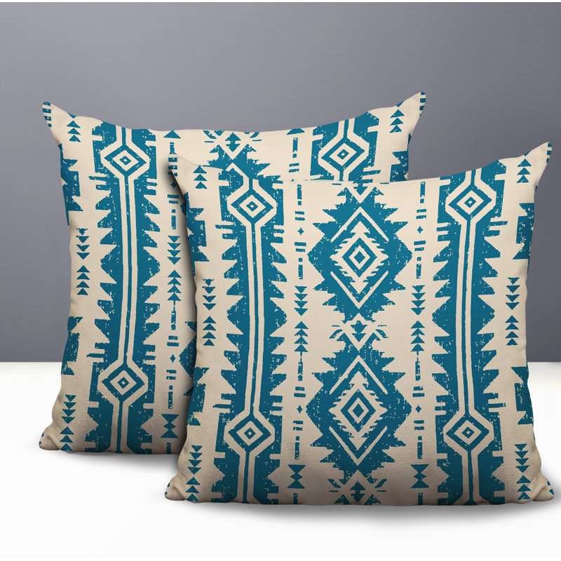 Oreiller réversible intérieur / extérieur Dakota, 16x16, Turquoise