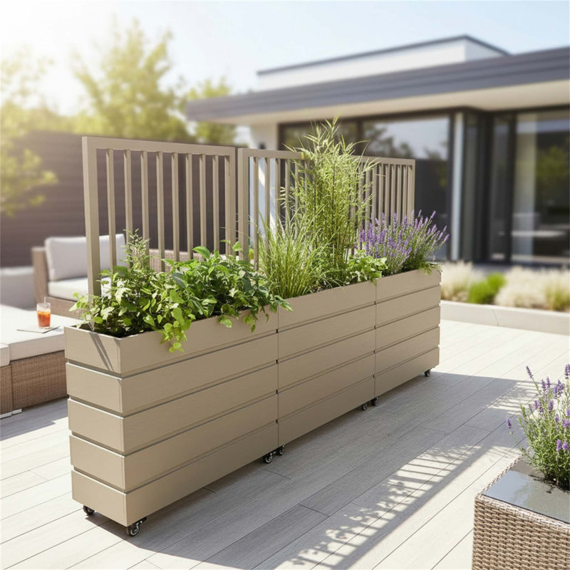 Terrace Divider Planter, Ash Brown, 50.75" H x 30" W x 11" D