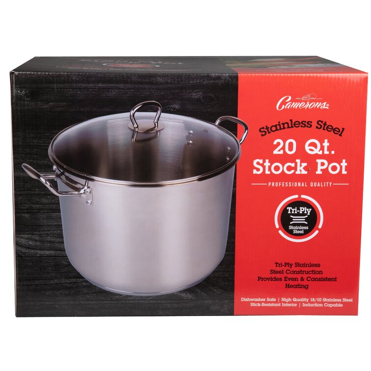  22.2Qt Commercial Grade Large Stock Pot Stainless Steel  Stockpot Stew Pot with Lid,Heavy-Duty Encapsulated Bottom Stockpot with  Stay Cool Handle, Induction Base Safe: Home & Kitchen