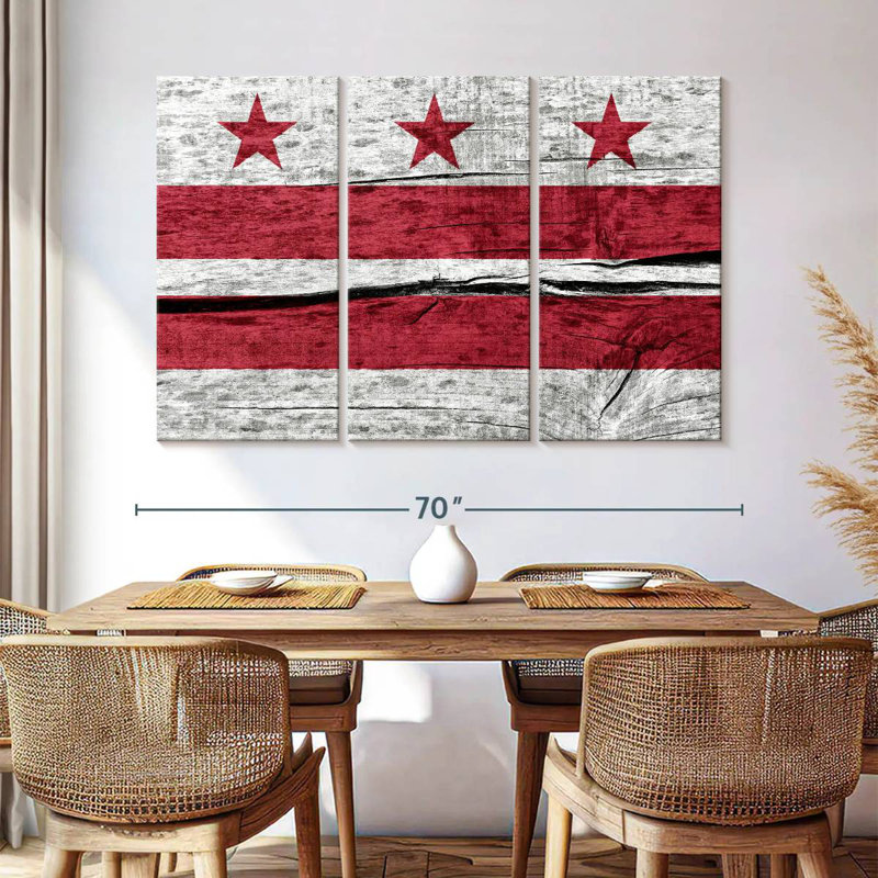 Drapeau Borges Wood Style Washington DC, H 28 po x l 45 po