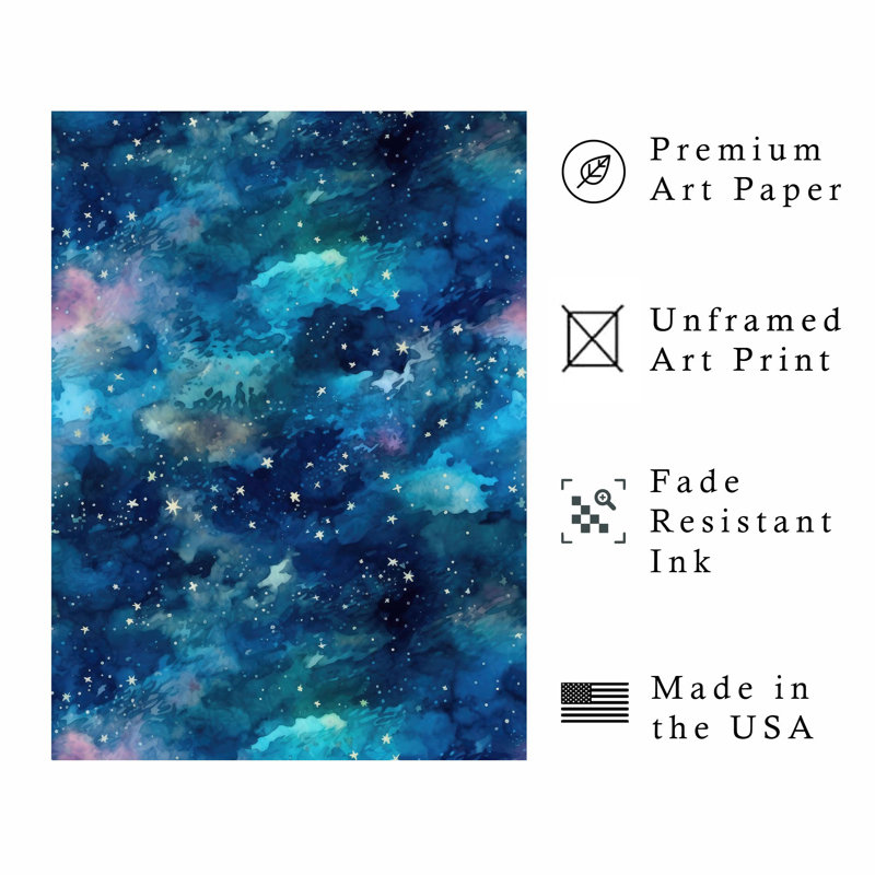 «Landscape and Nature Starry Night», impression d'art moderne sans cadre, H 14 po x l 11 po