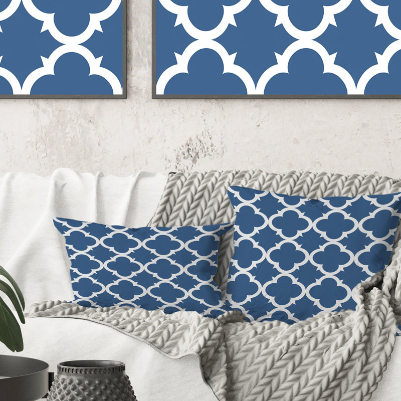 Coussin lombaire traditionnel bleu et blanc quadrilobe II
