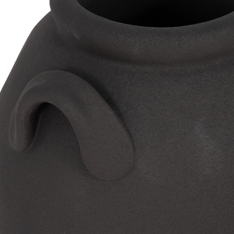 Stoneware Ceramic Vase with Handles - Modern Rustic Decorative Pottery Accent, Sleek Minimalist Design, Casual Trend Home Decor, Handled Artisan-Inspired Clay Vessel, Versatile Display Jar