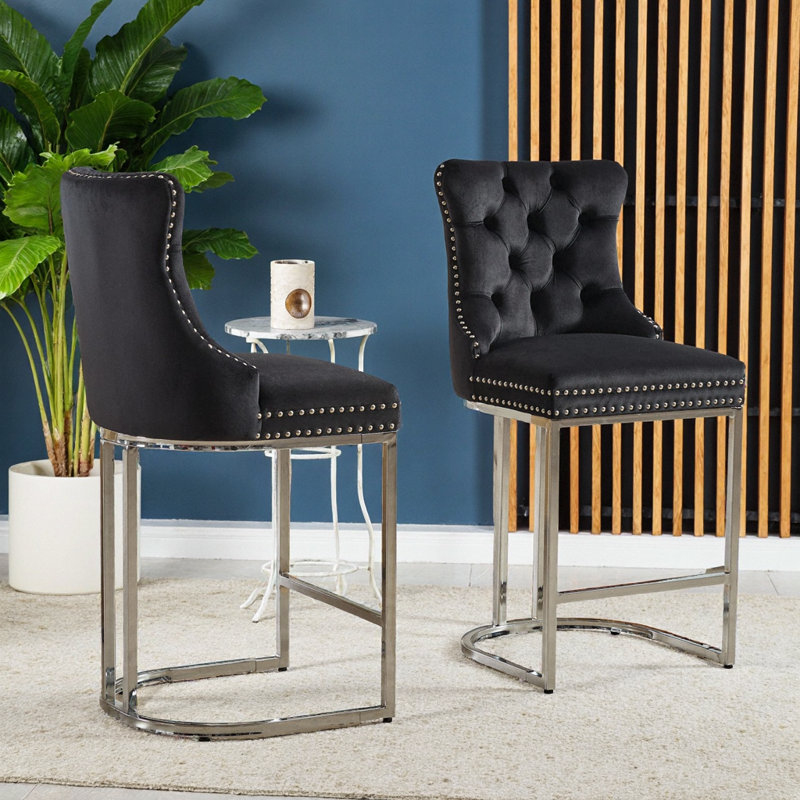 Ensemble de 2 tabourets de bar Velvet, Noir