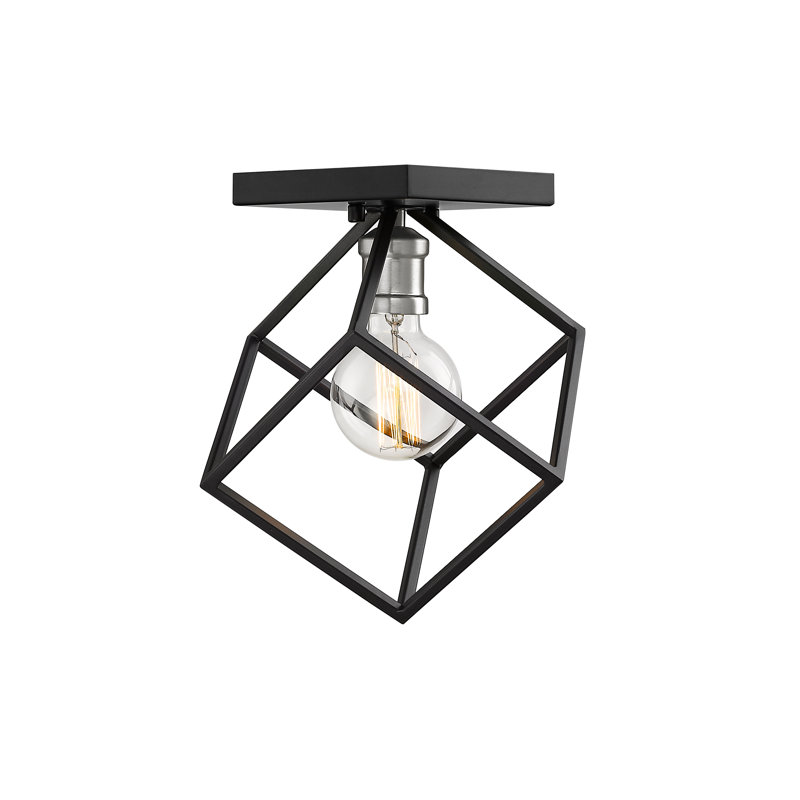 Democritus Flush Mount, Matte Black/Brushed Nickel