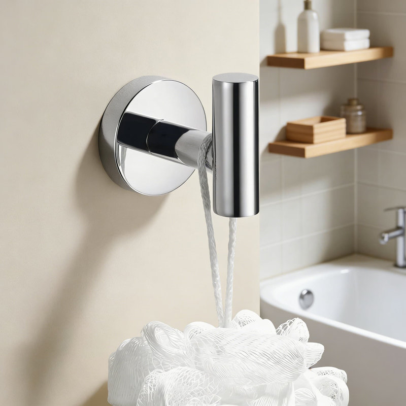 5-Piece Polished Chrome Bathroom Hardware Set, SUS304 Stainless Steel Wall Mounted Towel Bar, Holder, Ring, Hook And Toilet Paper Holder, Modern Anti-Rust Bathroom Accessories