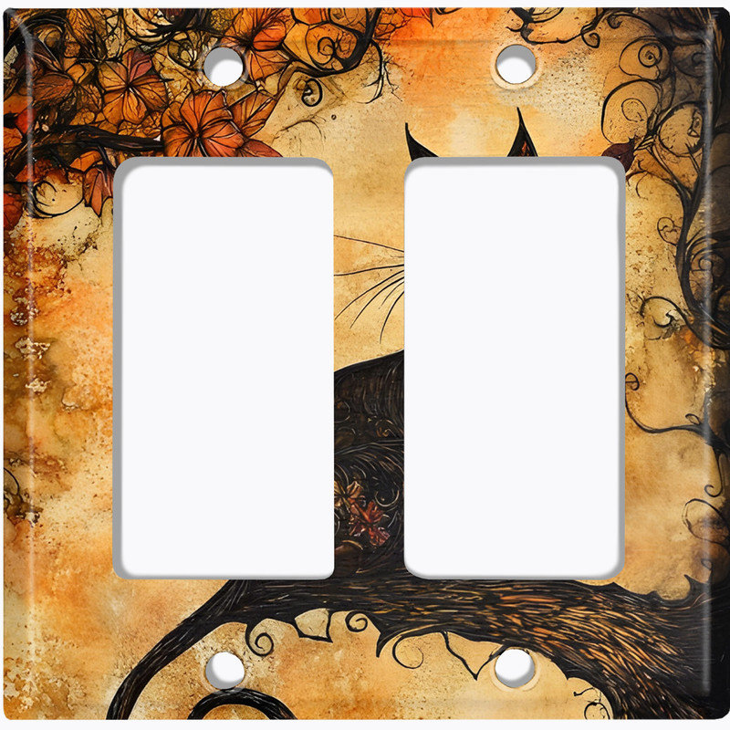Couvercle de plaque d'interrupteur en métal; Bascule 4 bandes US standard - chat gothique, #4 Quad Toggle