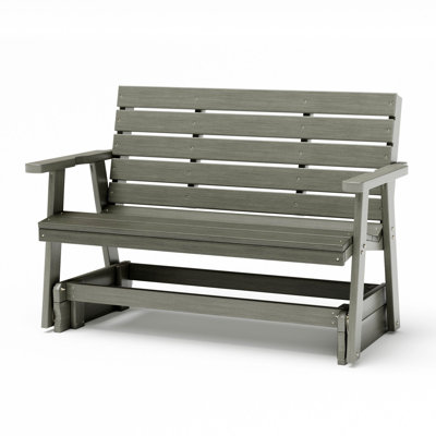  Amish Made Signature 5 Foot Poly Composite Porch Glider - Driftwood Grey Wood Grain