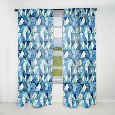 Rustic Cobalt Lattices Elegance II - Rideau abstrait - Rideau géométrique obscurcissant - 1 panneau
