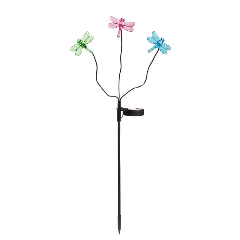 Piquet de jardin à énergie solaire libellules