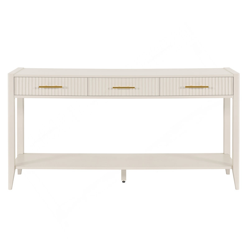 60" Painted Console Table With 3 Drawers,Wooden Entryway Table With Storage Shelf, Farmhouse Sofa Table For Living Room, Hallway,Entryway, Foyer, Corridor(Beige)