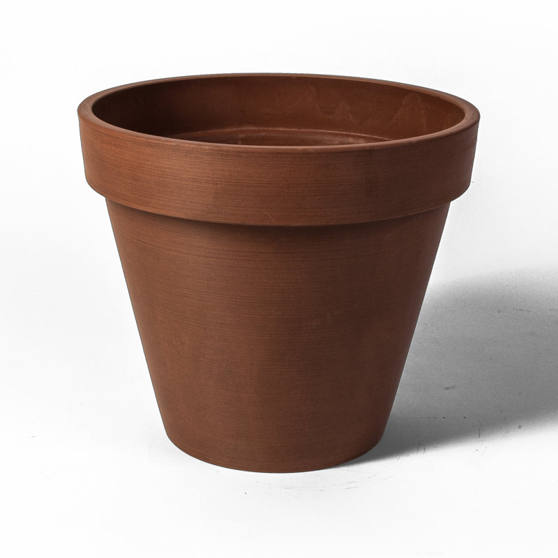 Cara Banded Composite Pot Planter, 12" H x 13.75" W x 13.75" D, Terra Cotta
